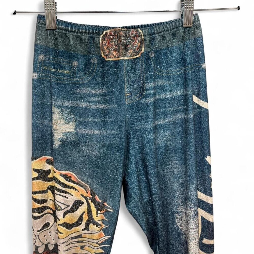 Ed Hardy Embellished Gem Leggings XS Y2K Grunge Punk - Picture 7 of 8